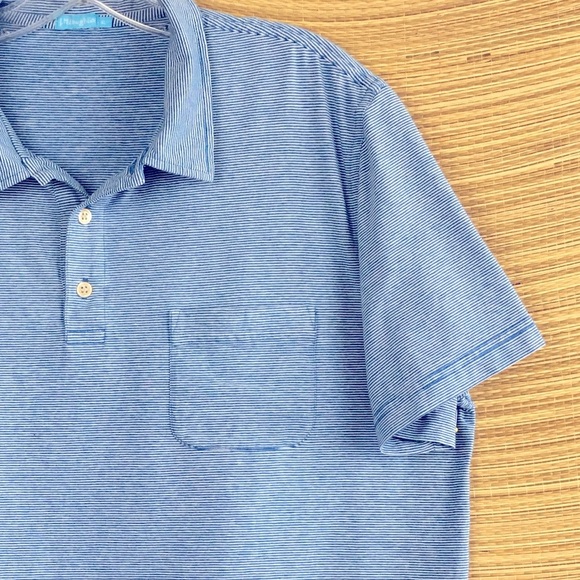 J.McLaughlin Callahan Cotton Polo in Stripe  French Blue/White - Picture 6 of 9